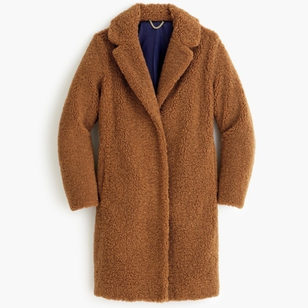 J.Crew Brown Teddy Coat, Size M - Cozy Winter Style, Quiet Luxury, Neutr…​